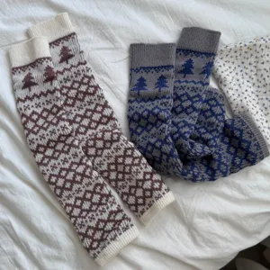 Fair Isle Knitted Leg Warmers Winter Warm Footless Socks Cozy Thermal Boot Cuffs Style
