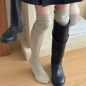 Cozy over-the-knee wool socks for women, Korean style slouchy long socks, perfect winter wear.