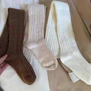 Cable knit over the knee socks for women sweet winter warm long knit stockings stylish