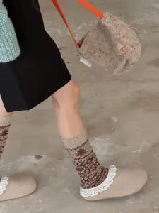 Women thick warm Fair Isle knit leg warmers cozy autumn winter slouchy socks boot cuffs
