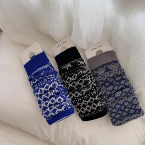 IOULOR Fair Isle Knit Slouch Leg Warmers Thick Warm Winter Footless Socks for Women