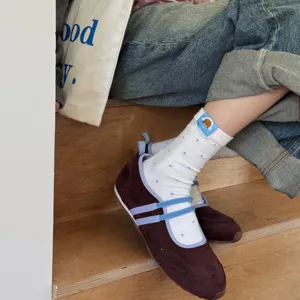 Cute cartoon dachshund embroidered mid-tube socks, autumn winter comfortable cotton socks.