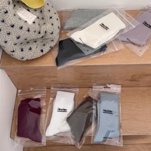 Solid color long socks casual daily wear soft cotton comfortable mid tube socks for women