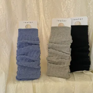 IOULOR knit leg warmers Japanese solid color casual warm winter stacking socks boot cuffs