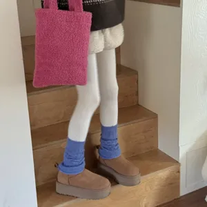 Knit leg warmers for women winter cozy slouch socks solid color casual daily wear outfit
