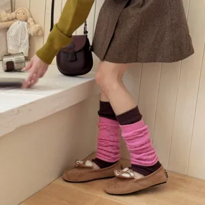 Cozy knitted leg warmers, Japanese style stacked socks for women daily cute wear.