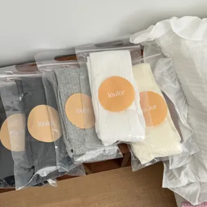 IOULOR spring summer cotton vertical stripe tights pantyhose four colors set packaged.