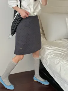 Close-up detail of Japanese sweet lace trim slouch socks paired with stylish daily outfit.
