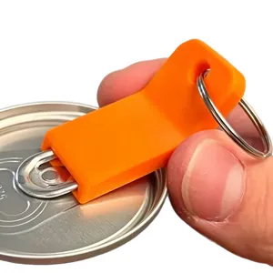 Portable orange plastic pull tab can opener keychain ring beer bottle opening gadget tool