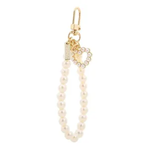 Portachiavi con perle eleganti con chiusura dorata e ciondolo a forma di cuore.