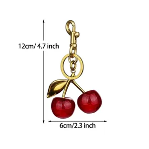 Cute Red Cherry Keychain Metal Bag Charm Pendant Women Handbag Car Key Accessory