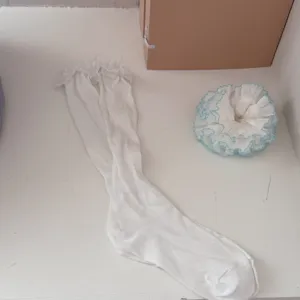 Sweet white lace ruffle calf socks detail, breathable thin summer Japanese style cute hosiery.