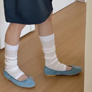 Korean style plain white leg warmers stacked socks fashion casual daily wear apparel accessories.
