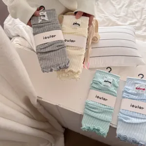 Sweet candy color leg warmers for women, soft knitted Japanese style stylish stack socks.