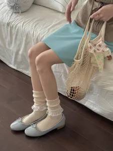 Japanese sweet lace slouch socks for women, breathable thin summer calf hosiery styles.