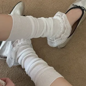 White lace ruffled leg warmers sweet JK style cute socks for women spring and summer