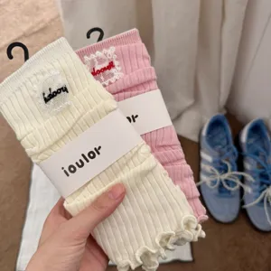 IOULOR spring summer solid color soft leg warmers sweet Japanese style cute knitted socks