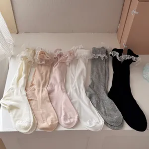 Japanese sweet ruffle crew socks, thin breathable summer stockings, cute girls casual hosiery