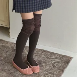Japanese style brown over-the-knee stacked socks women daily cute long hosiery wear main