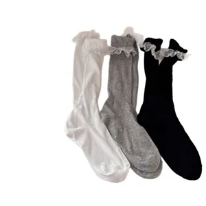 Japanese sweet lace slouch socks set thin breathable calf socks for women girls daily wear.