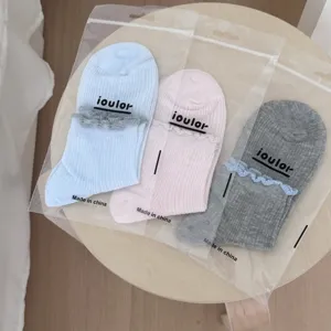 Damen süße Rüschen WadenSocken atmungsaktives Mesh süßer Stil Alltagsbekleidung 3er Pack
