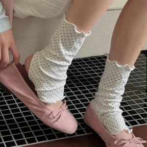 Femmes Chaussettes à Étrier Pois Coton Respirant Décontracté Mignon Volant Slouch Socks Mode Élastique Hoiserie