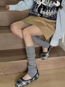 Knit stirrup leg warmers women y2k slouchy socks casual school style footwear accessory