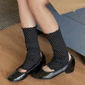 Femmes chaussettes a etrier a pois mode respirant coton chaussettes mi-mollet style