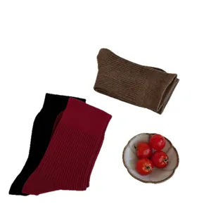 Solid color autumn winter long socks mid tube cotton knit casual versatile women socks