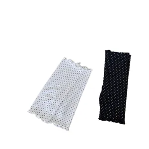 Chaussettes à pois pour femmes jolies bordures à volants coton respirant jambières style mode