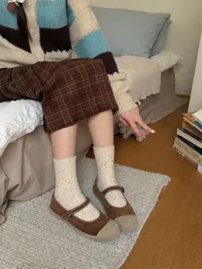 Cozy thick wool mid-tube socks with colorful dots, winter warm Japanese slouch socks for women.