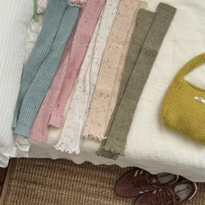 Lana spessa punti colorati lavorati a maglia scaldamuscoli stile dolce cool calze invernali