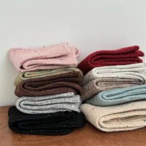 Thick cashmere speckled mid-tube socks, soft wool winter warm socks for cold weather.