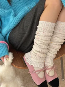 Ghette spesse in maglia con punti colorati, scaldamuscoli accoglienti per donne inverno.