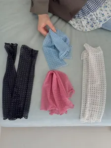 Polka dot stirrup leg warmers, sheer mesh calf socks, summer Korean style fashion hosiery