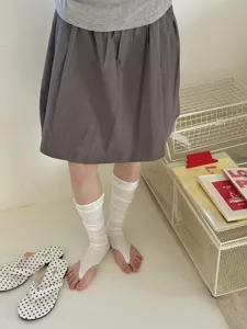White stirrup leg warmers breathable thin split-toe socks for women spring summer daily wear.