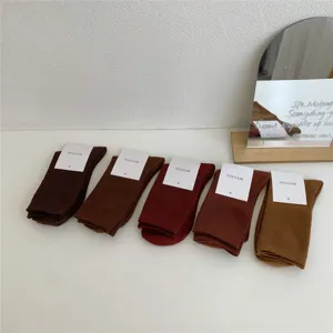 IOULOR chaussettes unies mi-hautes plissées femme style japonais coton chaussettes détail.