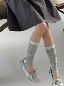 Spring and summer breathable silk stirrup leg warmers, stylish detailed close-up.