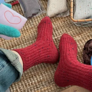 Thickened wool cashmere speckled mid-calf socks for women, cozy winter warm Japanese slouchy socks.