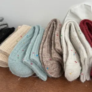 Thick cashmere speckled mid-calf socks for women winter warm Japanese soft cozy slouch socks wholesale