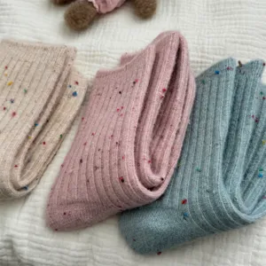 Thick wool cashmere flecked mid tube socks for women winter warm cozy slouch socks pair