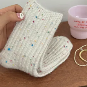 Thickened Cashmere Flecked Mid Tube Socks Women Winter Warm Japanese Soft Wool Slouch Socks