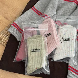 Thickened cashmere speckled mid-tube socks for women winter warm cozy woolen stack socks detail