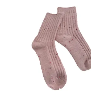 Thickened cashmere flecked mid-tube socks for women, warm winter Japanese style soft wool socks
