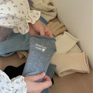 Women wool knit socks casual warm winter slouch socks with cute embroidery text design