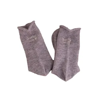 Japanese style rolled edge wool socks for women, soft and warm autumn winter daily knit socks.