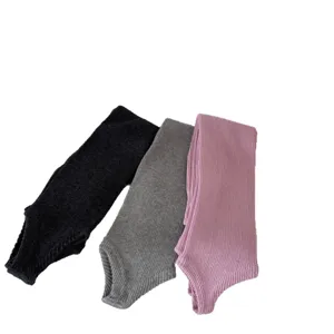 Scaldascambe in maglia senza piedi, morbide calze con staffa nero grigio rosa, stile coreano