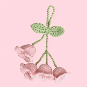 Handmade crochet lily of the valley keychain cute flower bag charm car hanging decor