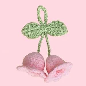 Handmade crochet lily of the valley keychain cute knitted bag charm car accessory style