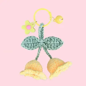 Handcrafted crochet lily flower keychain cute wool bag charm car accessory aesthetic gift